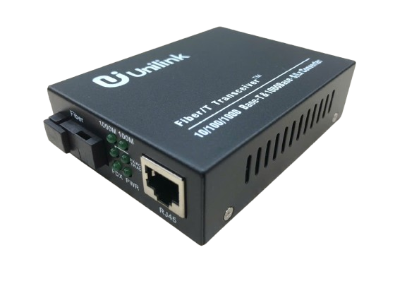 Bộ chuyển đổi quang điện 1 sợi 10/100/1000 Unilink UNI-1F1T-SWSX (A)  cao cấp